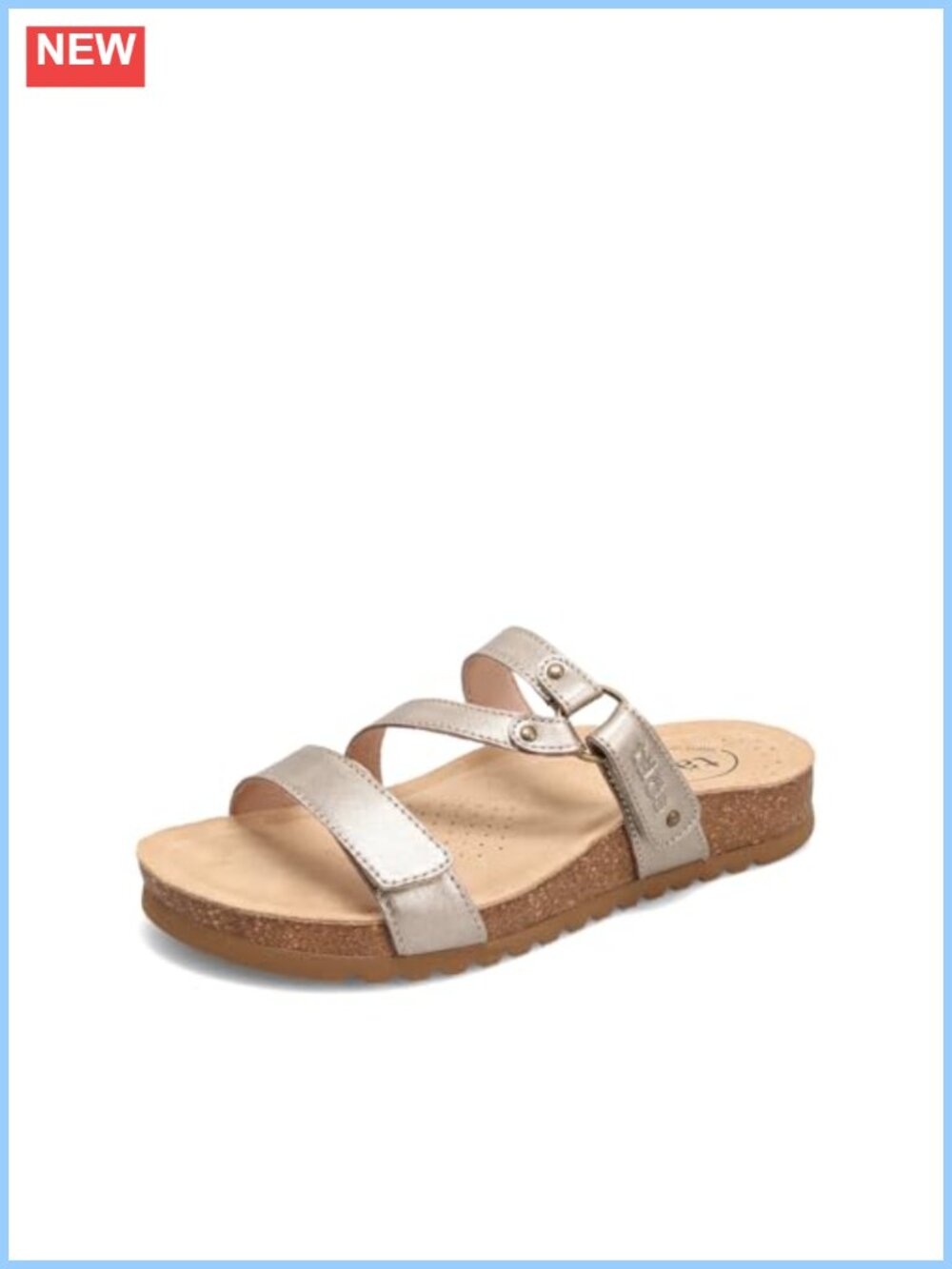 Women's Leather Slides Sandals Arch Support Cork Suede Footbed